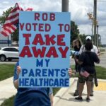Rob Voted to take away my parents healthcare hand lettered sign