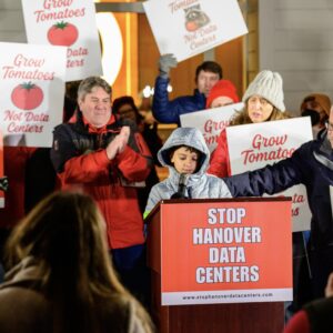 Christian speaking at No Data Center Rally