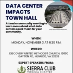 Data center impacts town hall flyer