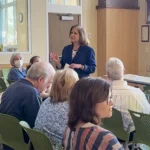 Ghazala Hashmi speaking to constituents.