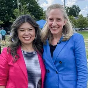May Nivar and Abigail Spanberger on the campaign trail.
