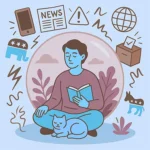 An illustration of someone attempting to relax and be calm despite external influences.